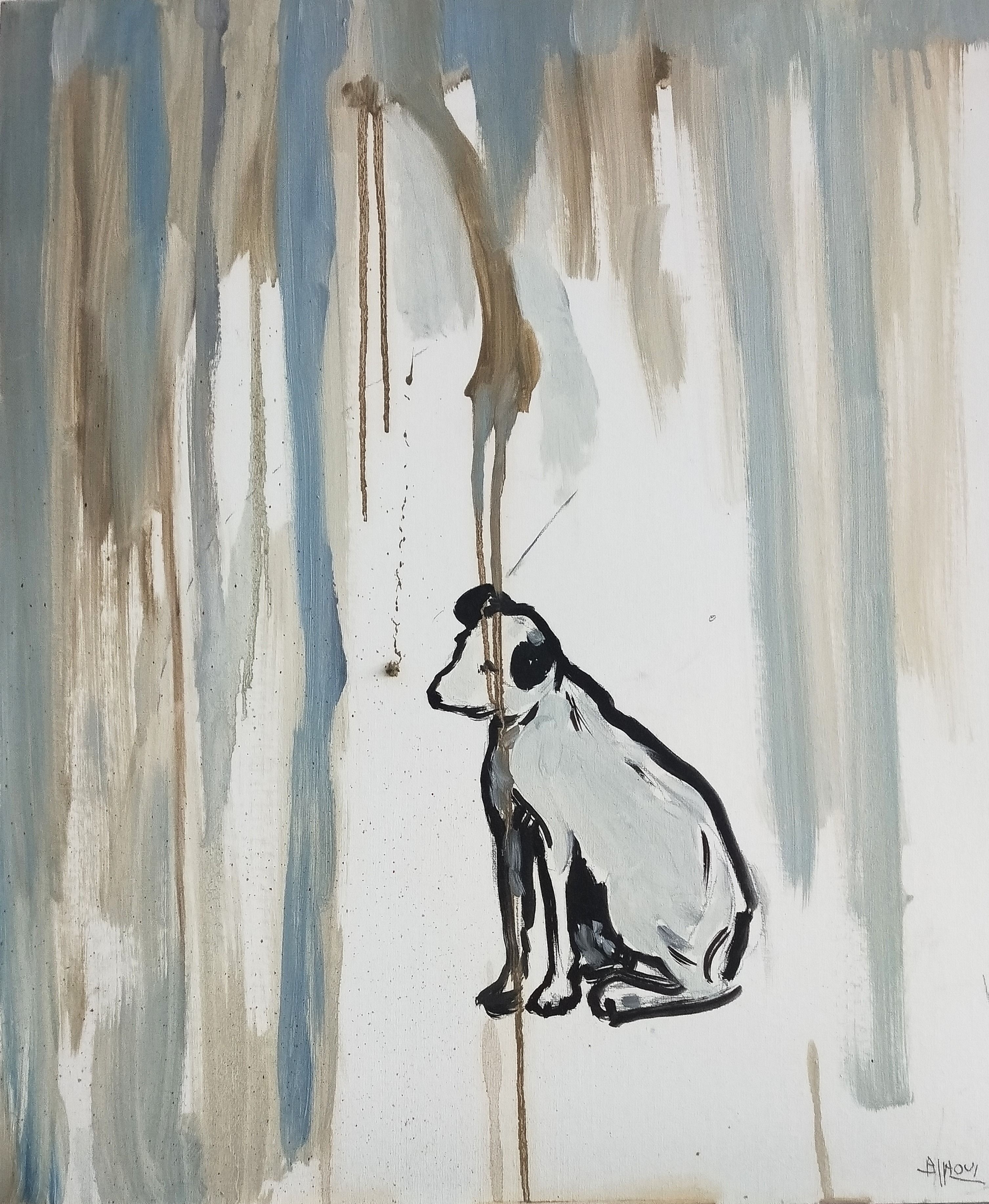 La mouche et le chien - 65X54 cm