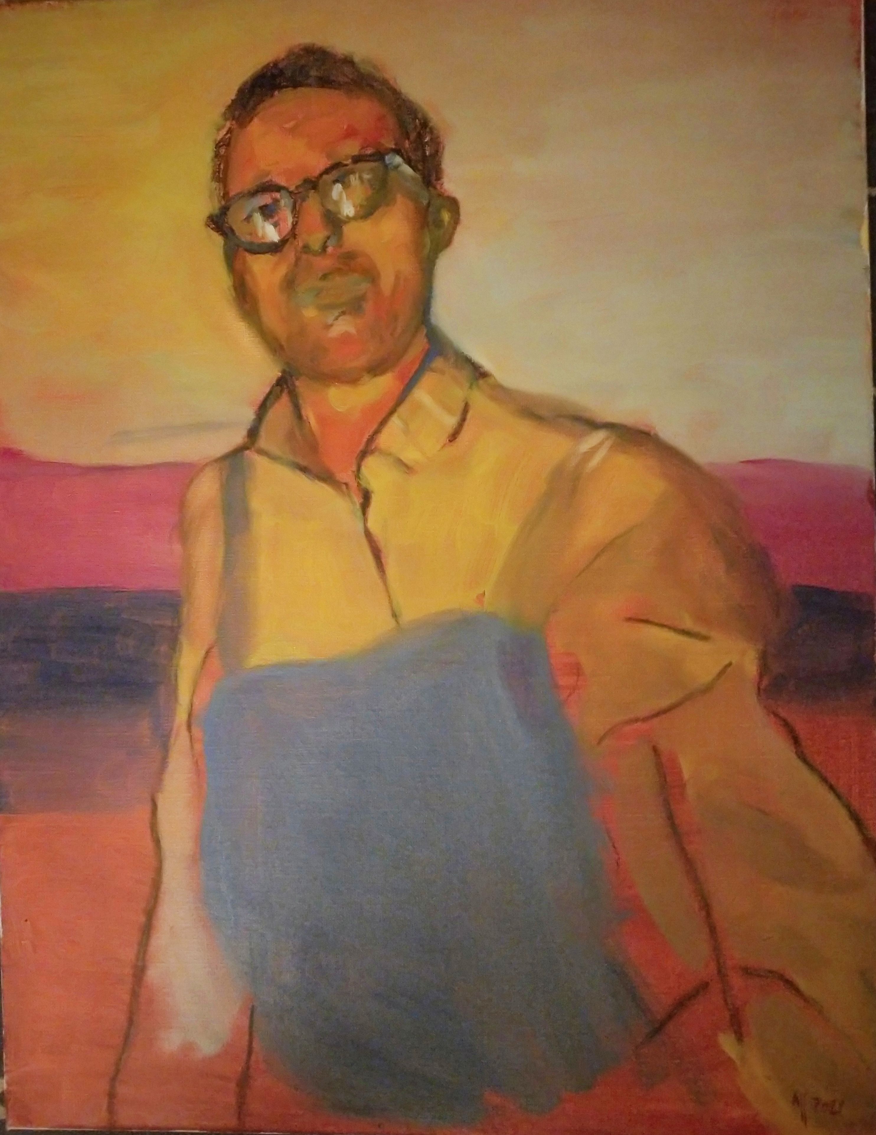 Autoportrait salopette - 65X50 cm